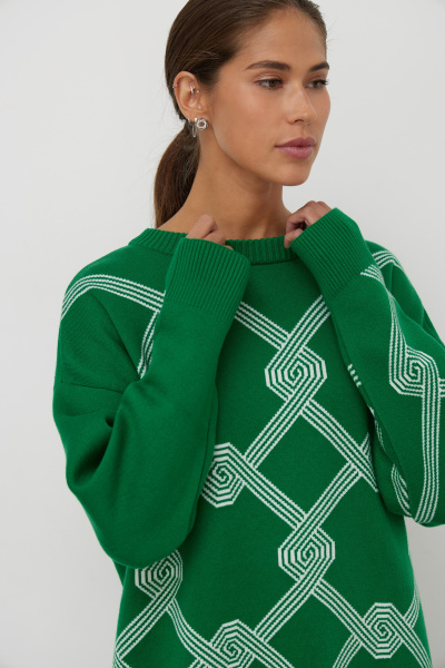 Свитер из хлопка pattern CHARMSTORE (one size, трава-молочный) 2206